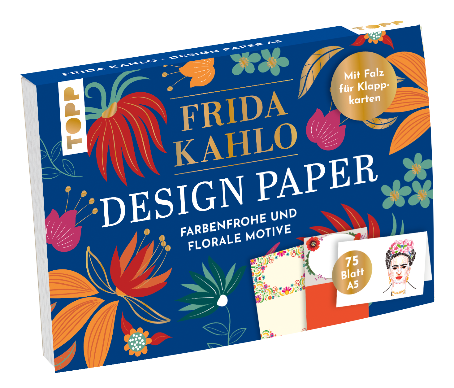 Design Paper Frida Kahlo A5. Mit Falz für Klappkarten
